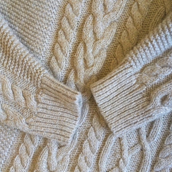 tommy bahama wool blend metallic gold cable knit sweater dress size 4 girls - Picture 5 of 7